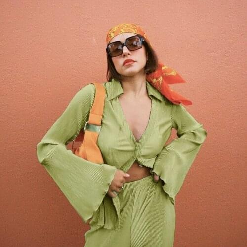 TUOLUNIU Green Blouses