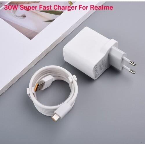 Original For Realme X50 Pro Charger 30W Power Adapter 5V 6A Super Fast charger 100cm Type C Cable For Realme X50 6 X2 Pro X X3 Q