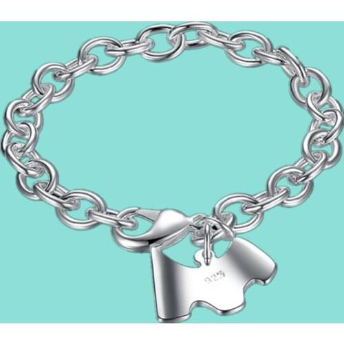 925 Sterling Silver Dog Tag Lobster Clasp Charm Bracelets For Women Fashion Wedding Engagement Fine Jewelry