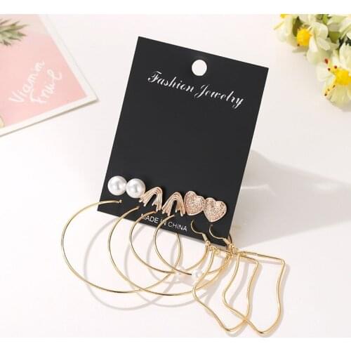 2020 Bohemian Trendy Pearl Stud Earrings For Women Fashion Gold Color Wedding Party Earring Set Jewelry