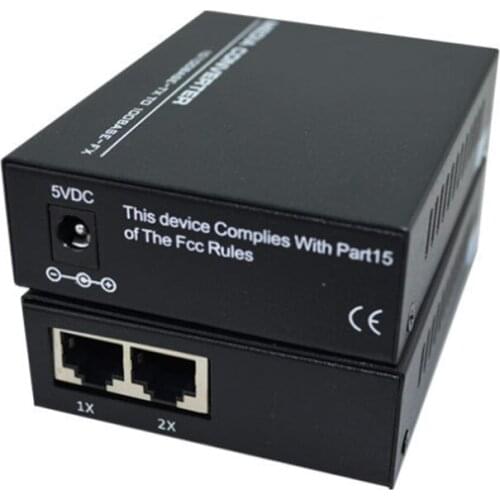1Pair Fiber Optic Media Converter 10/100M Single Mode Single Fiber Simplex SC 2ports RJ45 Optical Transceiver 25KM