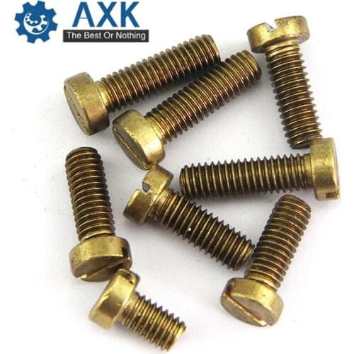 100Pcs/Lot M2 M2.5 M3*L DIN84 Brass Slotted Cheese Head Screw Brass Screw Brass Bolt GB65