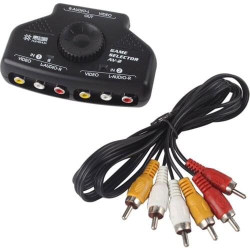 2 Way Audio Video AV RCA Switch Selector Box Splitter w/3 RCA Cable for XBox PS2 #50702