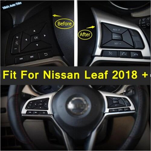 Lapetus Steering Wheel Button Frame Cover Trim 2 Pcs Fit For Nissan Leaf 2018 - 2021 Carbon Fiber / Matte Interior