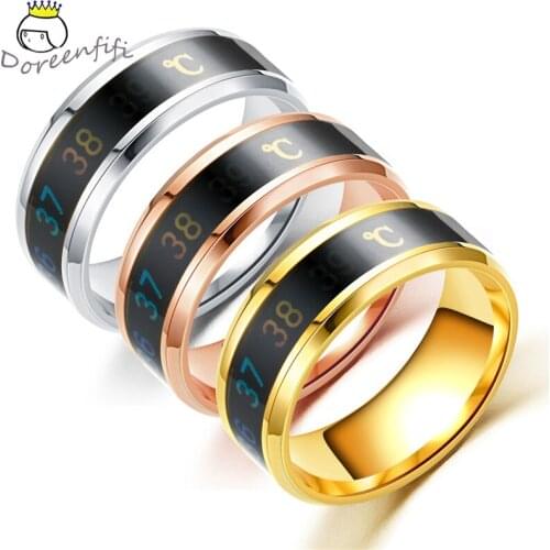 3colors New Titanium Steel Smart Temperature Ring Stainless Steel Mens Ring Jewelry Anillo Anneau All Size 6 7 8 9 10 11 12