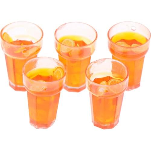 5Pcs Mini 1:12 Dollhouse Miniature Food Lemon Tea Cups Doll House Drinks Model Toy