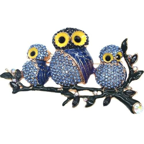 50pcs Hot Sales Crystals Alloy Multicolor Bird Owl Brooch Broach Pin Jewelry Light Rhinestone