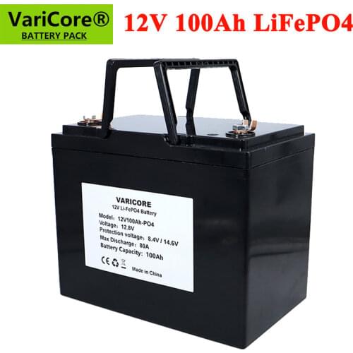 12V 100Ah LiFePO4 Battery 12.8V 4S Lithium Power Batteries 4000 Cycles For RV Campers Golf Cart Off-Road Off-grid Solar Wind