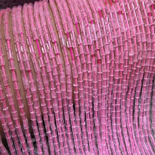 2x4mm Tube Shape Natural Rose Quartzs Stone Beads For Jewelry Making Loose Pink Crystal Stone Beads DIY Bracelet Strand 15
