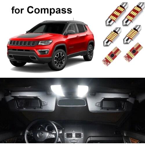 Canbus Car Led Interior Light Kit For Jeep Compass 2007- 2016 2017 2018 2019 2020 Indoor Dome Map Trunk LampTop Quality