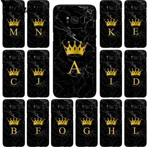 Yinuoda Custom name Letter Monogram Black Marble crown Phone Case for Samsung S20 S10 Plus S10E S6 S7 S8 S9 S9Plus S10lite
