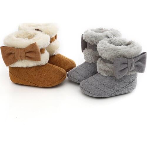 DOGEEK Newborn Baby Boots Shoes Boy Girl Plush Winter Toddler First Walkers Booties Bandage Soft Anti-slip Warm Crib Shoes
