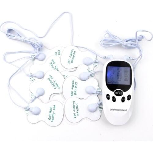 Dual Channel Electric TENS Physiotherapy Therapy Massager Relax Muscle Pain Relief Stimulator + 8 Gel Electrode Pads Health Care