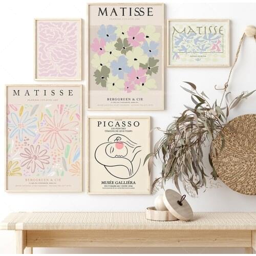 Gallery 5-piece set Matisse Picasso Danish soft aesthetic print | Soft wall decoration | Light wall art decoration poster