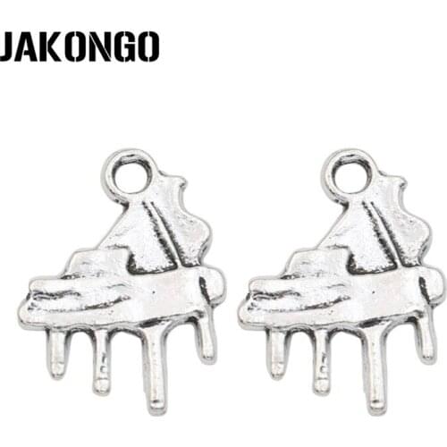 JAKONGO Antique Silver Plated Piano Charm Pendants for Jewelry Accessories Making Bracelet Findings DIY 19x15mm 20pcs/lot