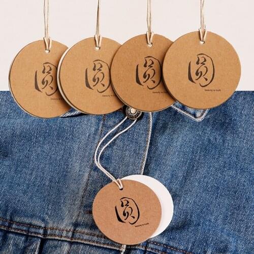 Kraft paper card custom logo high-end clothing store label womens tag custom-made rice white listing design general trademark