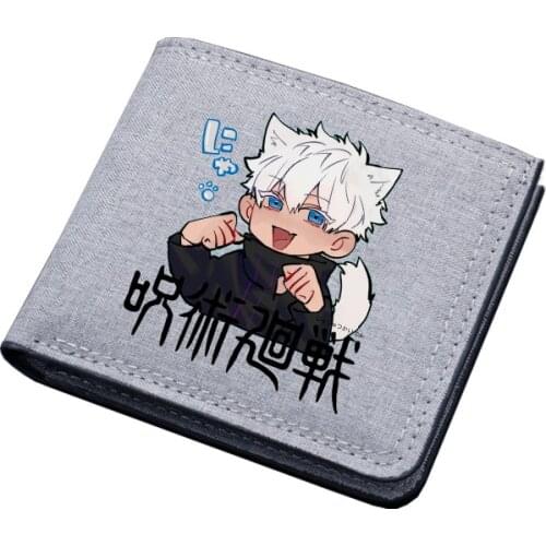 Jujutsu Kaisen Men Wallets with Coin Pocket Fashion Male Purse Canvas Wallet Card Holders