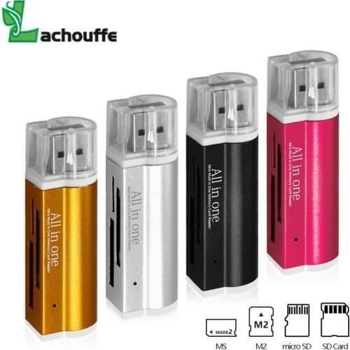 Top selling USB Flash Reader colorful USB 2.0 All/Multi in 1 Memory Card Reader Adapter For Micro SD SDHC TF M2 MMC best Gifts