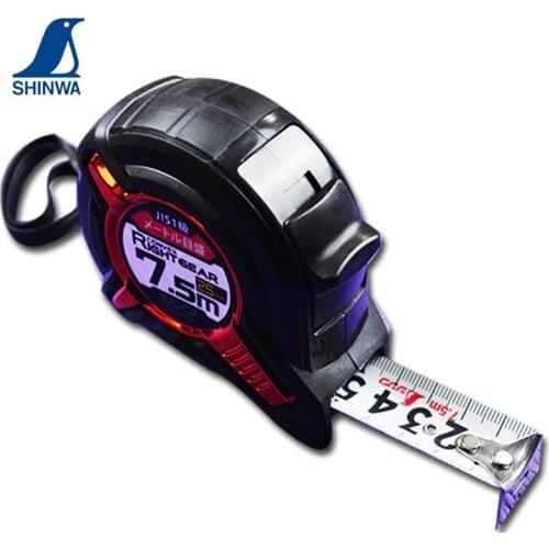 SHINWA Penguin Metric Tape Measure Ruler with RIGHT GEAR Hook Guard Shock Protector Double-sided Graduation Belt Clip Hand Strap