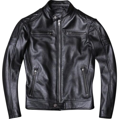 Real Cowhide Coat Mens Youth Slim Motorcycle Genuine Leather Jacket Autumn Jacket 5XL Fashion Cool