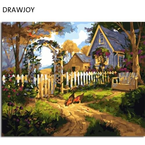 DRAWJOY Framed Pictures DIY Painting By Numbers Home Decoration For Living Room DIY Digital Canvas Oil Painting