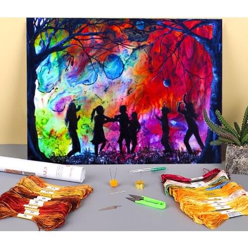 Natural Scenery Childhood Dreams Pre-Printed 11CT Cross Stitch DIY Embroidery Complete Kit DMC Threads Hobby Decor