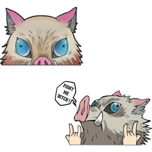 3D Funny Car Sticker for DEMON SLAYER INOSUKE HASHIBIRA FIGHT ME BITCH Anime Peeking Motorcycle Car Bumper Decal KK Vinyl,15cm