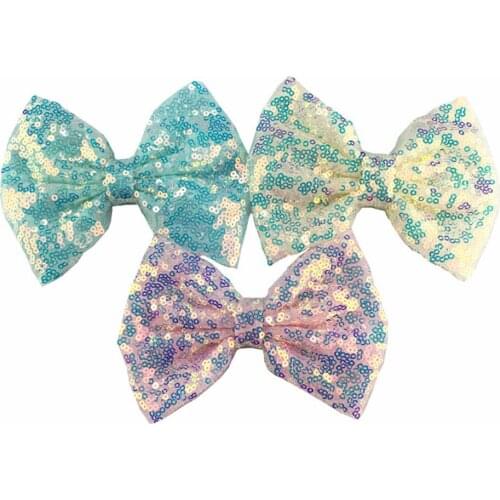 Newest 5inch Embrodery Sequin Glitter Bow Shiny Hair Bow Lovely Hair Accessories Shower Party Headwear