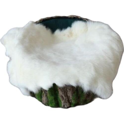 Newborn Photography Blanket Baby Posing Layer Fabric Props Natural Rabbit Fur Blanket Baby Basket Stuffer Filler Rug Photo Shoot