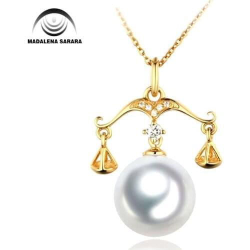MADALENA SARARA 11-12mm AAA Saltwater Pearl Southsea Water Pearl Bead Libra Style Natural Color Pure 18k gold Chain Necklace