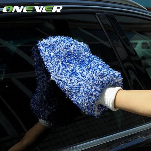 Onever Microfiber Wash Mitt High Density Scratch Free Car Cleaning Glove Easy To Dry Car Wash Mitt Ultra Soft Auto Mitt