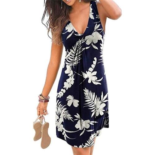 Beach Boho Print Dress 2021 New Sexy V-neck Sleeveless Loose A-Line Dress Plus Size 4XL 5XL Summer Women Casual Dresses Vestidos
