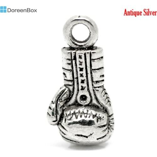 Doreen Box Lovely 20 Silver Color Boxing Glove Charm Pendnats 22x11mm (B14050)