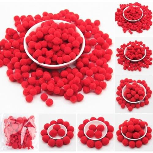 Red Pompoms 8/10/15/20/25/30mm Pom Pom Fur Ball Craft DIY Soft Pompon Wedding Home Garment Sewing on Cloth Accessories 20g