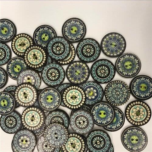 50pcs Wood Buttons Mixed 2 Holes Buttons Vintage Assorted Buttons Decorative Buttons Flower Buttons Round Buttons for Sewing