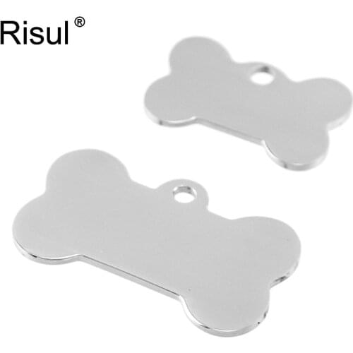 Risul pet tags Dog Bone Charm ID dog tag DIY print Blank Pendants mirror polish Stainless Steel wholesale 10Pcs