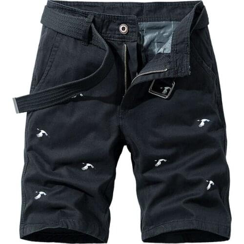 Cargo Shorts Men Cotton Embroidery Bermuda Male New Fad Summer Mens Military Zipper Pants Male Baggy Tactical Shorts