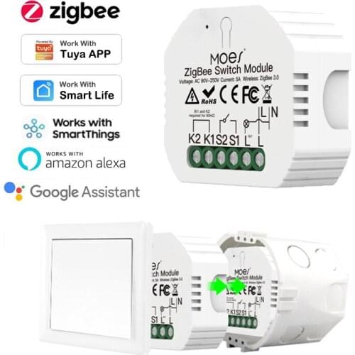 Tuya ZigBee 3.0 No Neutral Wire Smart Light Switch Timing for Tuya Smartlife SmartThings APP Work with Alexa Google Home Voice