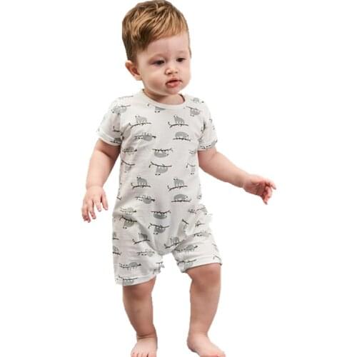 Unisex Infant Boys Clothes Refreshing Grey Color One Piece Romper Lovely Sloth Animal Costume Childrens Cotton Shortalls