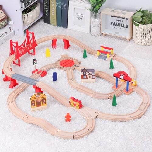 DIY Universal Accessories Wooden Tracks Train Set Toy Train Compatible for All Common Track Wooden Train Toy for Kids Gifts