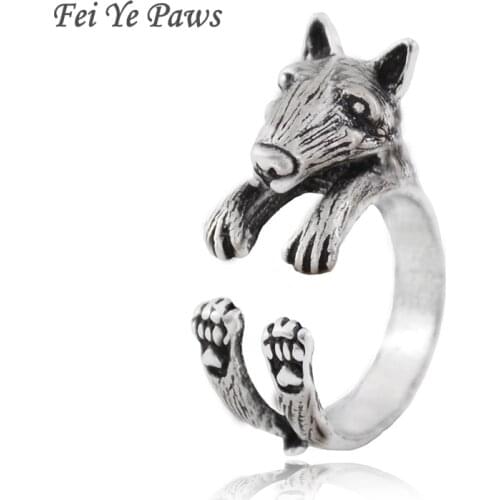 Fei Ye Paws Boho Bull Terrier Dog Warp Rings For Women Bullterrier Puppy Dog Animal Pet Puppy Ring Men Love Ring Girls Friends