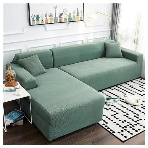 Knitted Solid Color Sofa Cover Single Multi-Person Knitted Elastic Sofa Cover For Living Room