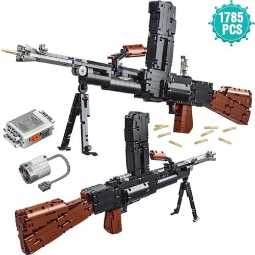 High-tech Ideas Military Weapons Building Blocks Light Machine Gun Bricks Assembly Toys Birthday Gift For Children Boys