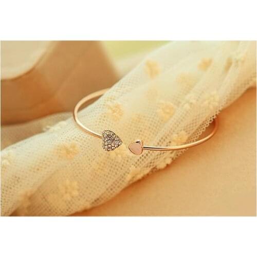 Heart love bracelet for women fashion jewelry glam minimalist cuffs bangles popular charm rhinestone bracelet women accessories