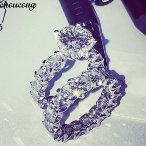 Choucong Princess Wedding rings for women AAAAA Zircon Cz 925 Sterling silver Engagement Band Ring Bridal sets Vintage Jewelry