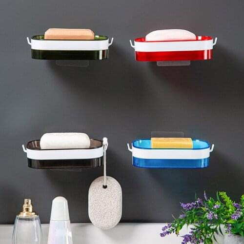 1Pcs New Wall-mounted Soap Box Drain Soap Holder Box Bathroom Accessories Toilet Laundry Soap Box Bathroom Supplies Tray Gadgets