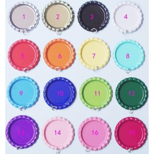 16pcs 1'' Both Side Colored Flattened Bottle caps With Split Rings For DIY Pendants Jewelry Accessories Crafts Mix 16 Colors