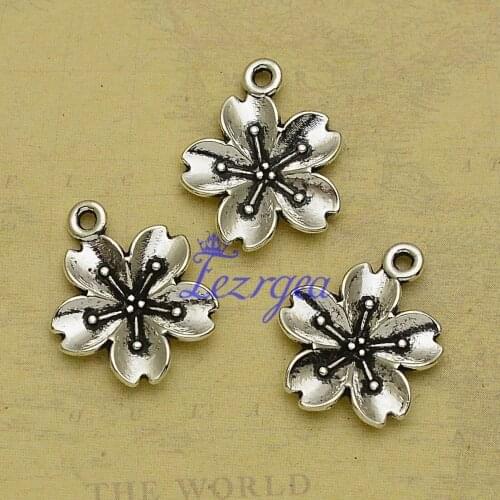 25pcs/lot--17x21mm, Antique Silver plated flower charms ,DIY supplies, Jewelry accessories