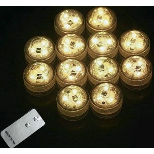 3SMDs Remote controlled submersible Led tealight candle lamp Waterproof Wedding/Xmas/Valentine party table centerpiece Vase Deco