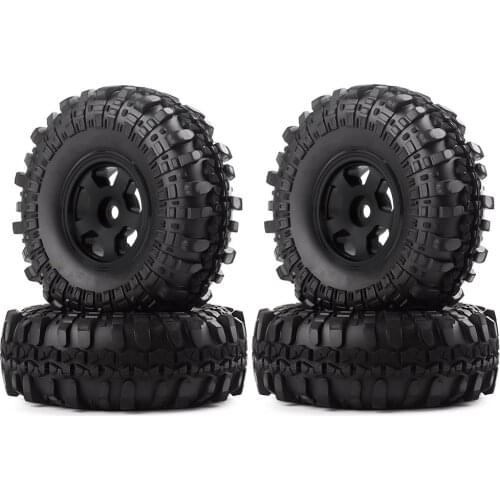 4PCS 1.0" 49*18mm Beadlock Micro Crawler Wheel Rims Tires Set for 1/24 RC Crawler Car Axial SCX24 90081 AXI00001